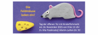 Die Feldmäuse laden ein! Tag der offenen Tür mit Kinderflohmarkt am 16. November 2025 von 9 bis 13 Uhr – Ev. Kita Fredersdorf, Martin-Luther-Str. 50