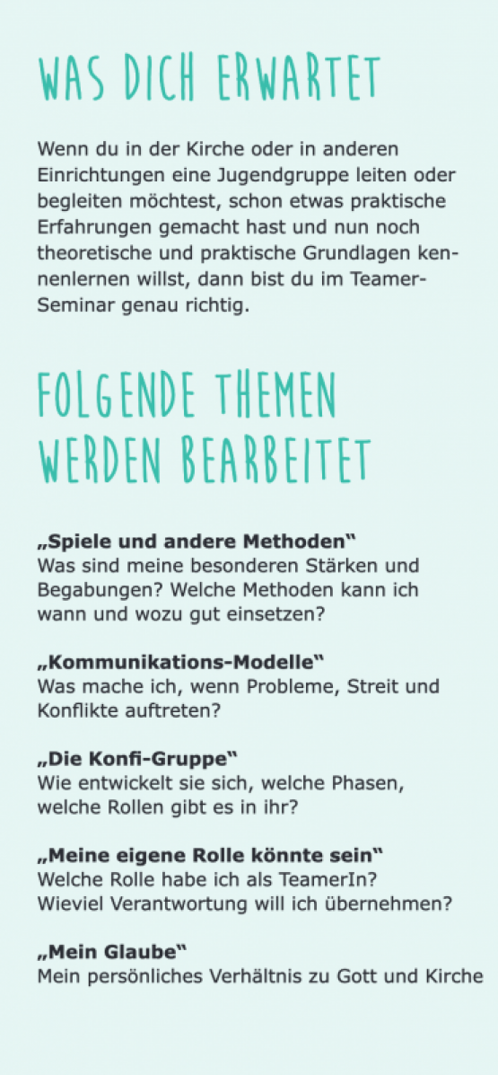 TEAMERINNENSCHULUNG des Ev. Kirchenkreises Berlin Süd-Ost Februar/März 2023: nur noch wenige Plätze frei! Jetzt noch bis 16. Januar 2023 anmelden – hier!