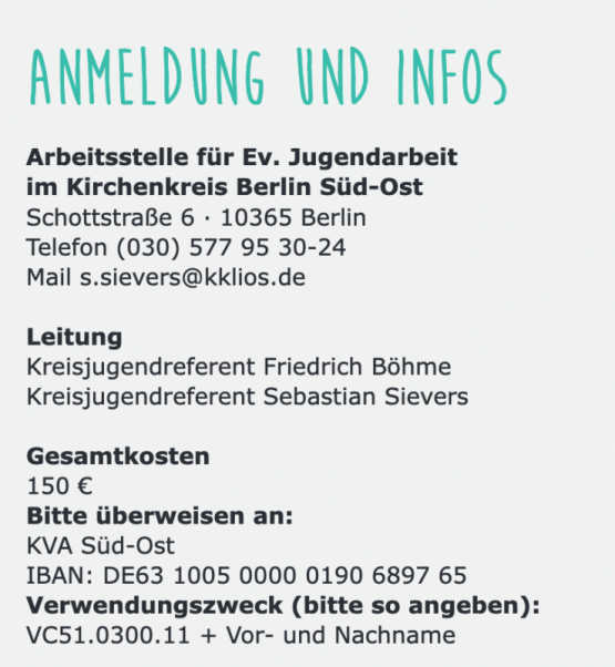 TEAMERINNENSCHULUNG des Ev. Kirchenkreises Berlin Süd-Ost Februar/März 2023: nur noch wenige Plätze frei! Jetzt noch bis 16. Januar 2023 anmelden – hier!