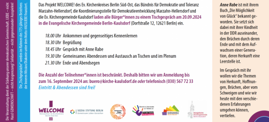 Kaulsdorfer Gesprächsabend  am 20. September 2024 um 18 Uhr