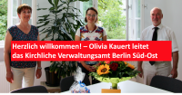 Herzlich willkommen! (V.l.n.r.:) Ellen Prill, stellvertretende Amtsleiterin, Olivia Kauert, neue Amtsleiterin, Superintendent Hans-Georg Furian. Foto: Jürgen Bosenius / kklios.de
